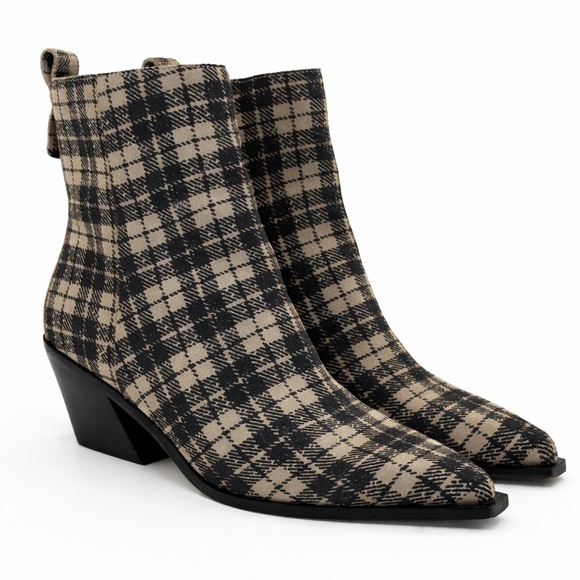 SANCTUARY Yes Girl Checked-Plaid Suede Booties Size 8M - Picture 3 of 16